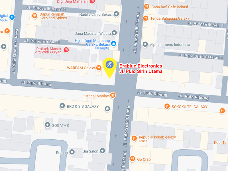 Peta ke toko EraBlue di  Jalan Pulo Sirih Utama Blok FE Nomor 277, Rukun Tetangga 001, Rukun Warga 015, Kelurahan Jakasetia, Kecamatan Bekasi Selatan, Kota Bekasi, Provinsi Jawa Barat